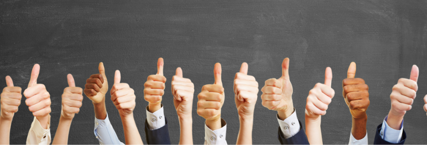 Array of thumbs up photo header image